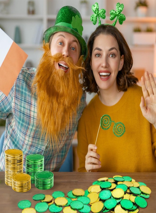 OHOME عملات ذهبية من أوهوم لعيد القديس باتريك - 120 قطعة من العملات البلاستيكية على شكل نبتة البرسيم باللونين الأخضر والذهبي، إكسسوارات عيد القديس باتريك لتزيين حفلات عيد القديس باتريك، وحرف يدوية لأعياد الميلاد، وهدايا للحفلات | ديكور عيد القديس باتريك - Image 4